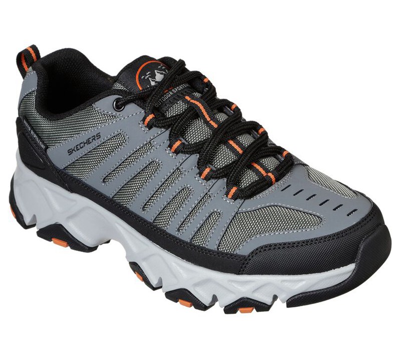 Skechers Relaxed Fit: Crossbar - Stilholt - Mens Sneakers Grey/Orange [AU-ZP7381]